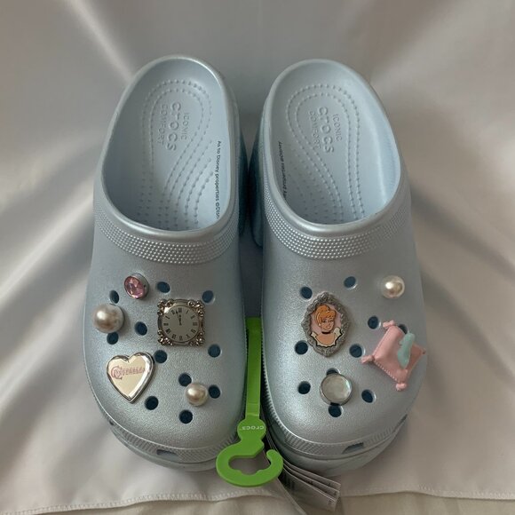 CROCS x DISNEY Cinderella Platform Clogs in Baby Blue Sz 8 - Picture 1 of 6
